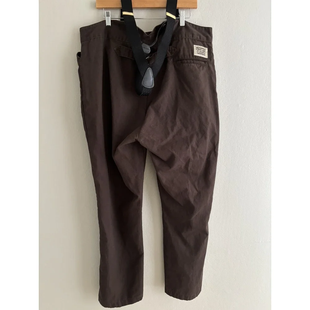 Frontier‎ Classics Brown Pants w/Suspenders Buckle Back Old Western Cowboy 40x29